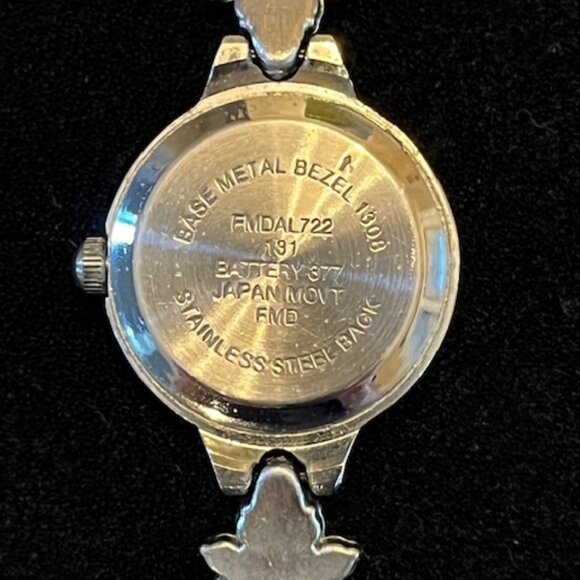 SILVER-TONE | Bracelet Watch Mother of Pearl Dial Band with X's and Pearls - Picture 4 of 7